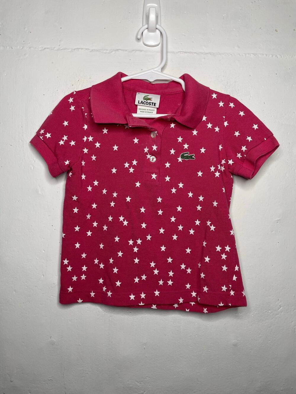 Lacoste Girls Pink Polo and White Stars Size 8